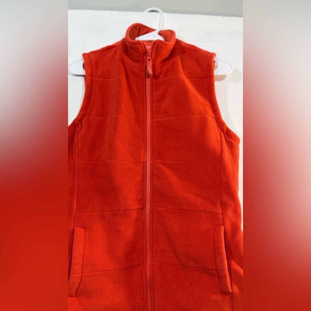 Women’s Lands' End Size Small Orange Fleece Vest - Picture 6 of 12